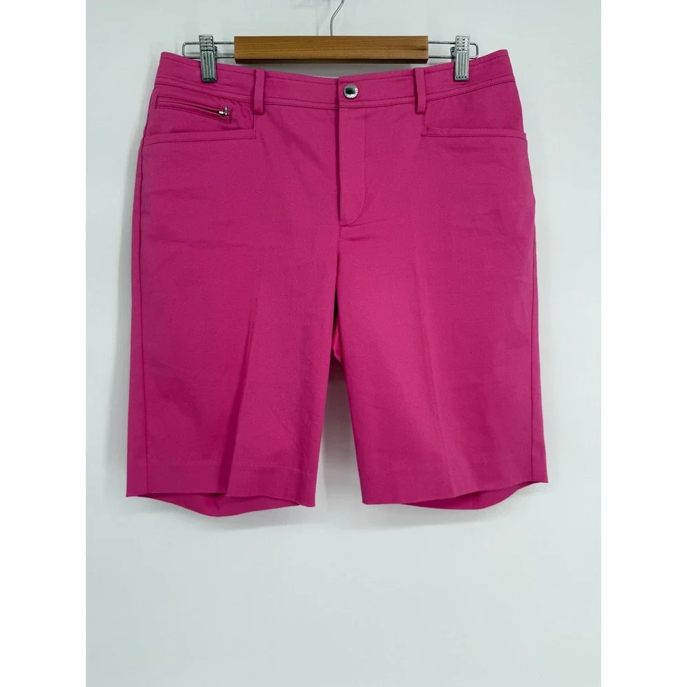 Lauren Ralph Lauren Hot Pink Stretch Bermuda Shorts Womens Sz 8 Cotton Twill